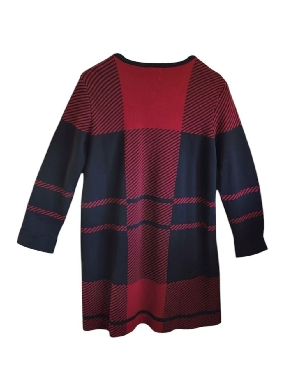 Anne Klein Coat Sweater Full Zip Cardigan in Black and Red Plaid Size XL - Picture 3 of 9
